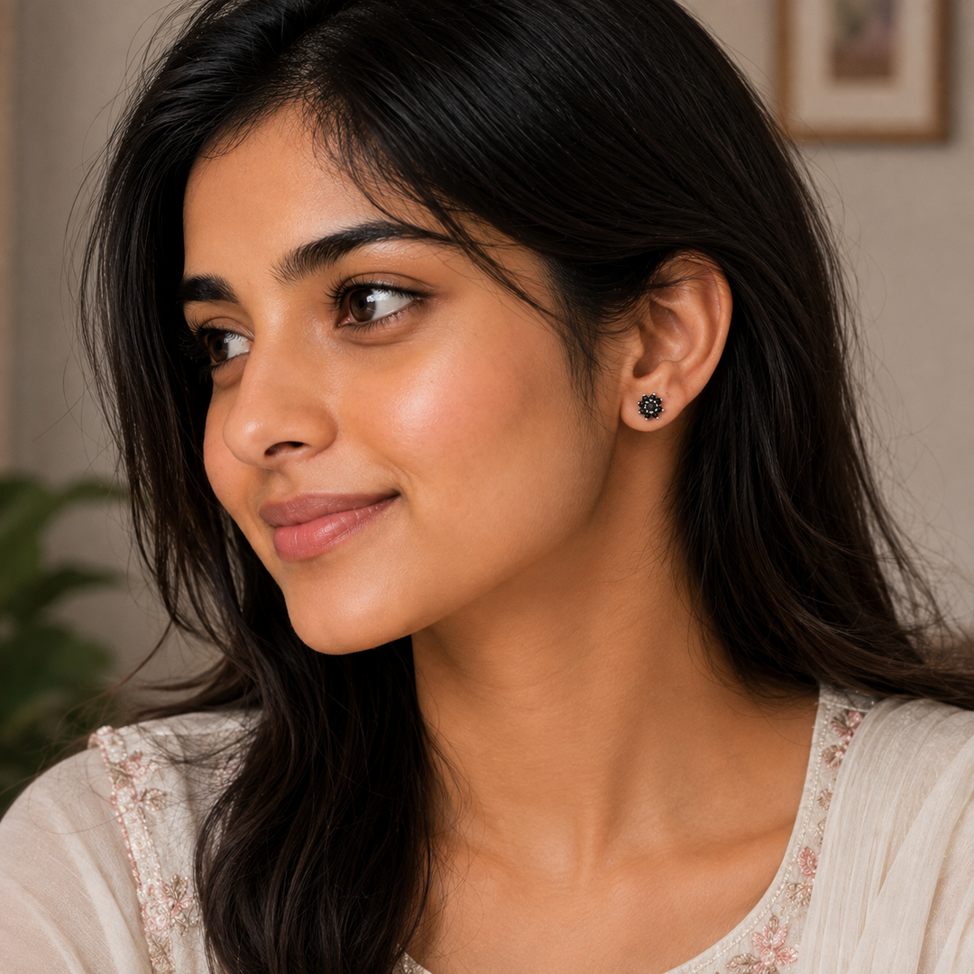 Malini | 9-Stone Flower Shaped Earrings