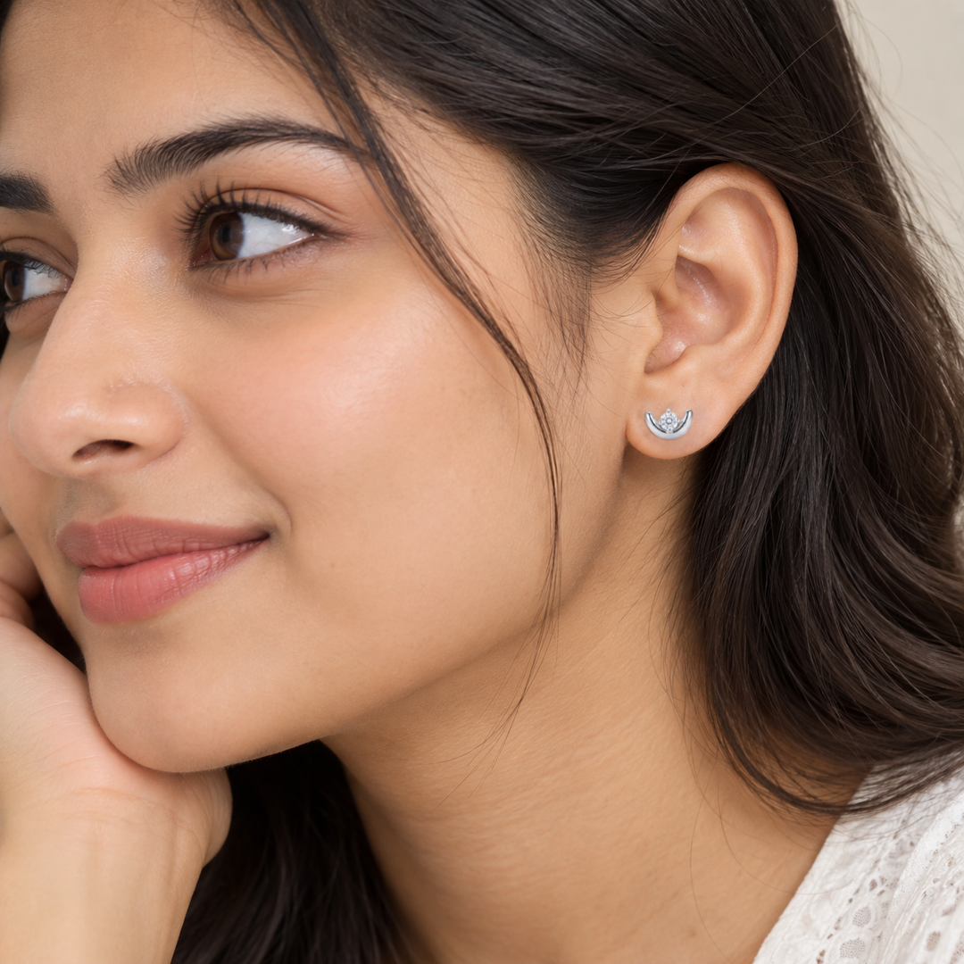 MOONLIGHT | Crescent Stone Earrings