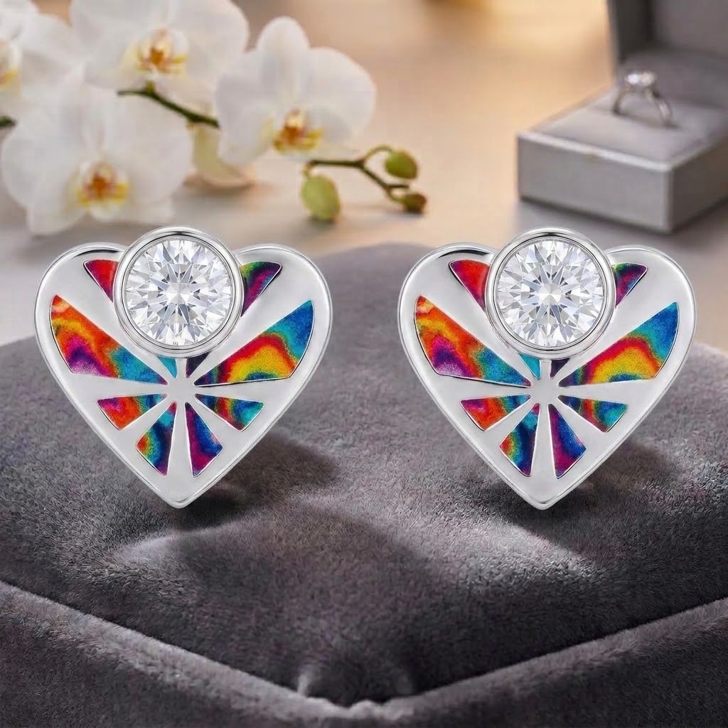 Myra | Geometric Heart Stud Earrings