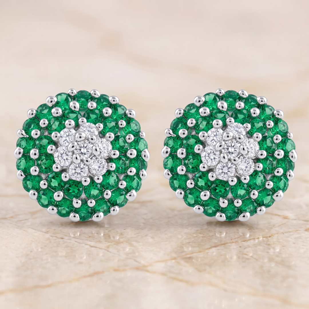Maitri | 37-Stone Round Cluster Earrings