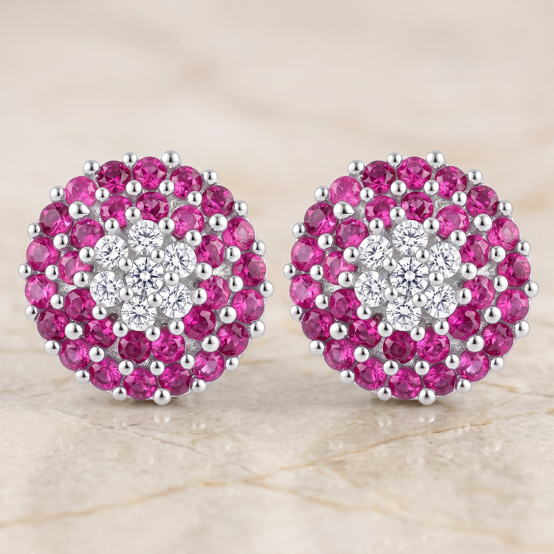 Maitri | 37-Stone Round Cluster Earrings