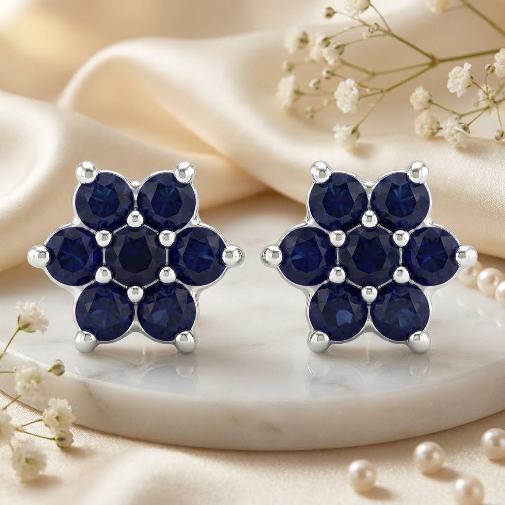 Manya | 7-Stone Flower Shaped Earrings