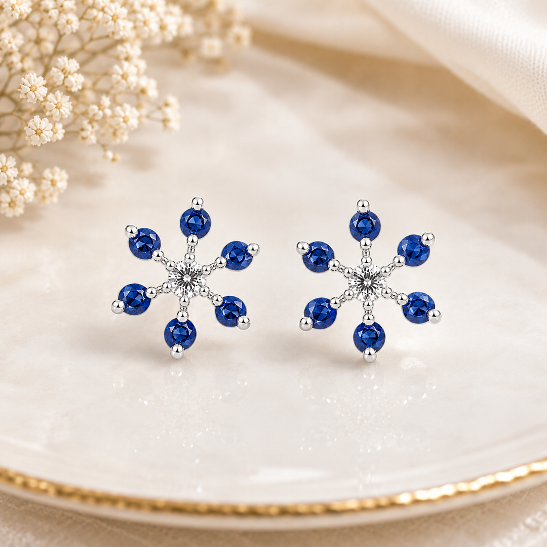 Medha | 7-Stone Starburst Stud Earrings