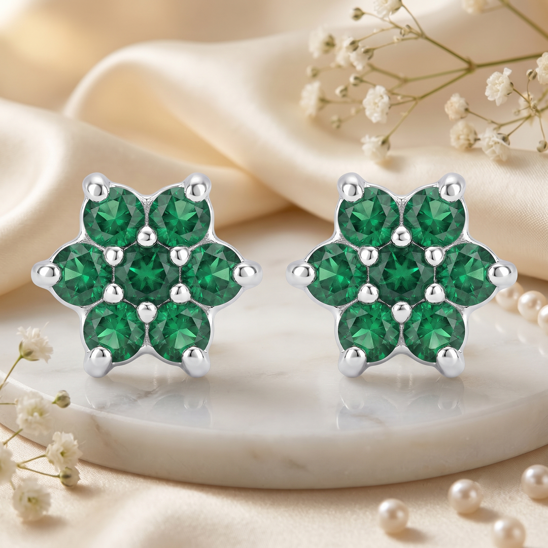 Manya | 7-Stone Flower Shaped Earrings