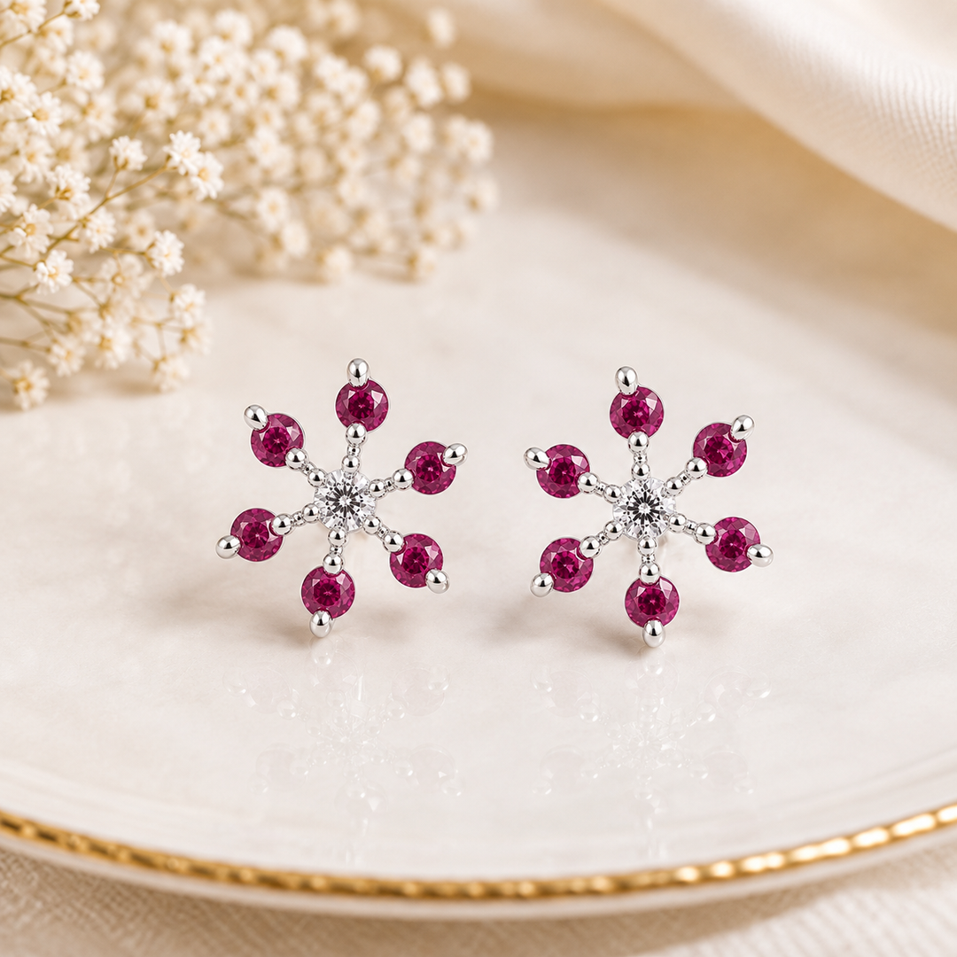 Medha | 7-Stone Starburst Stud Earrings