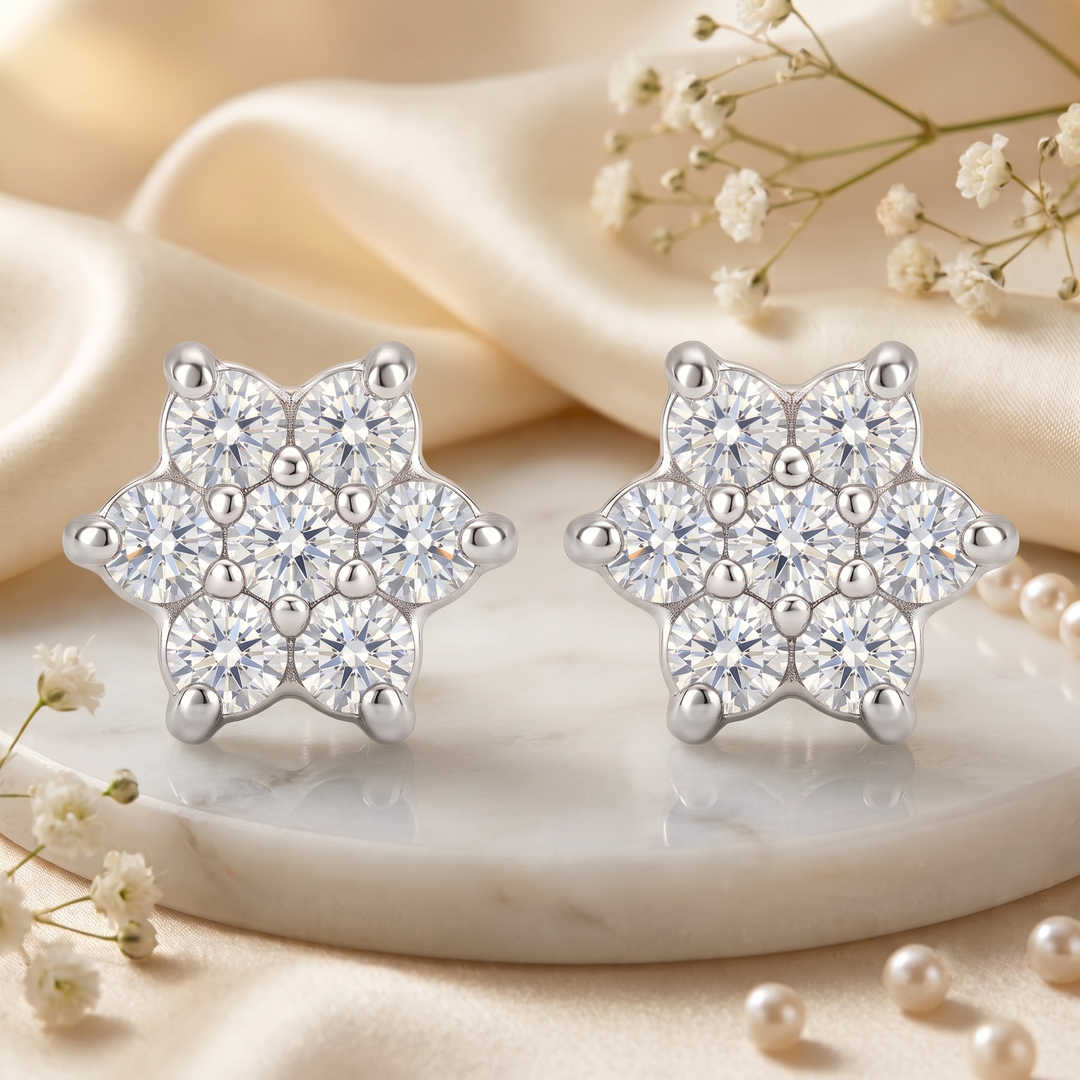 Manya | 7-Stone Flower Shaped Earrings