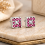 Load image into Gallery viewer, Mitali | 9-Stone Square Stud Earrings

