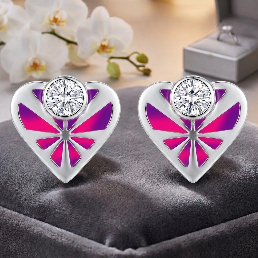 Myra | Geometric Heart Stud Earrings