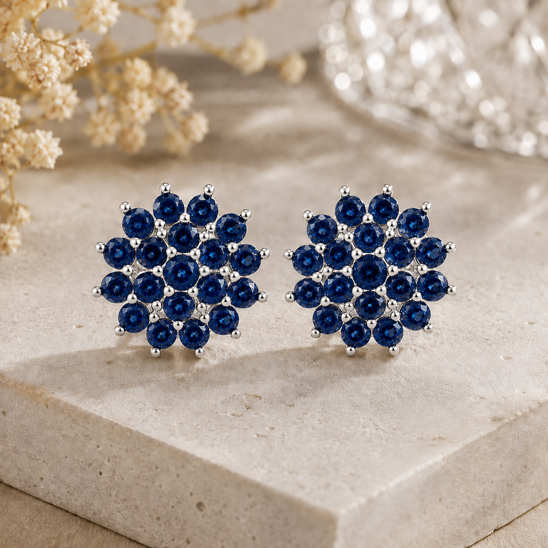 Manvi | 19-Stone Floral Cluster Earrings
