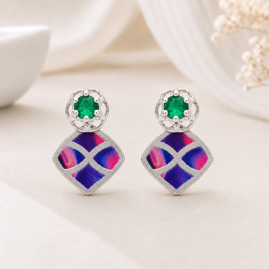 Mohana | Geometric Laser Stone Drop Earrings