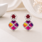 Load image into Gallery viewer, Mohana | Geometric Laser Stone Drop Earrings
