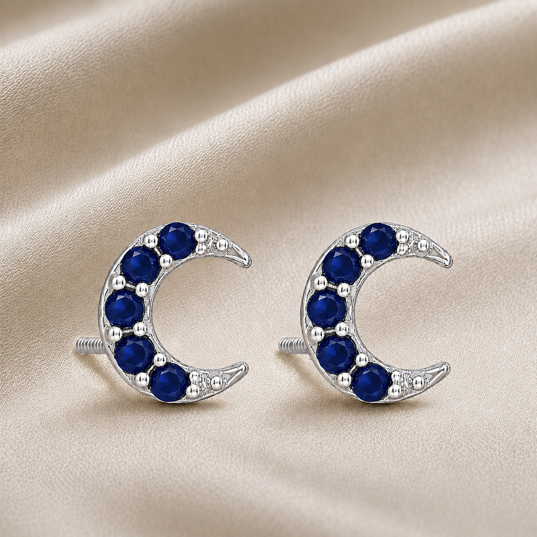 Mayank | Crescent Stone Stud Earrings