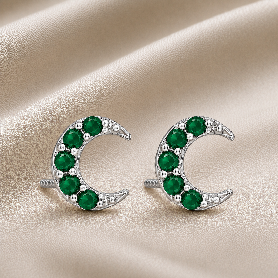 Mayank | Crescent Stone Stud Earrings