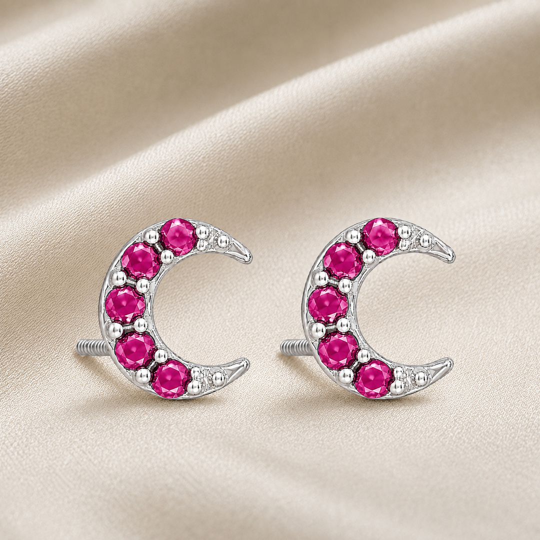 Mayank | Crescent Stone Stud Earrings