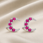 Load image into Gallery viewer, Mayank | Crescent Stone Stud Earrings
