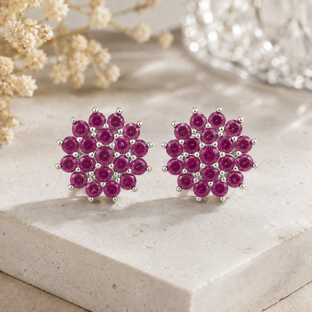 Manvi | 19-Stone Floral Cluster Earrings
