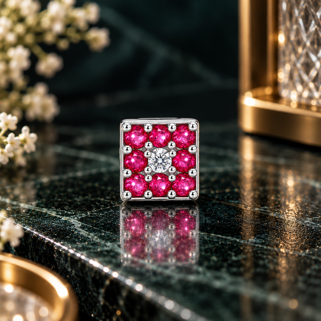 Mitali |  9-Stone Square Nose Pin