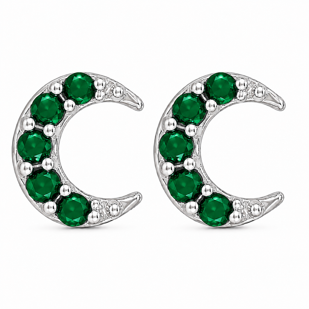 Mayank | Crescent Stone Stud Earrings