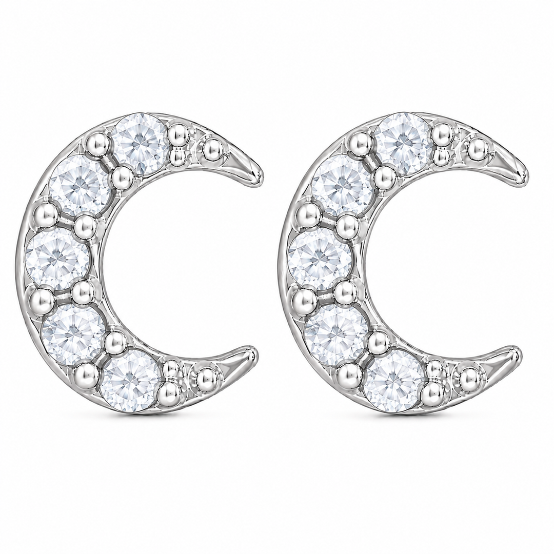 Mayank | Crescent Stone Stud Earrings