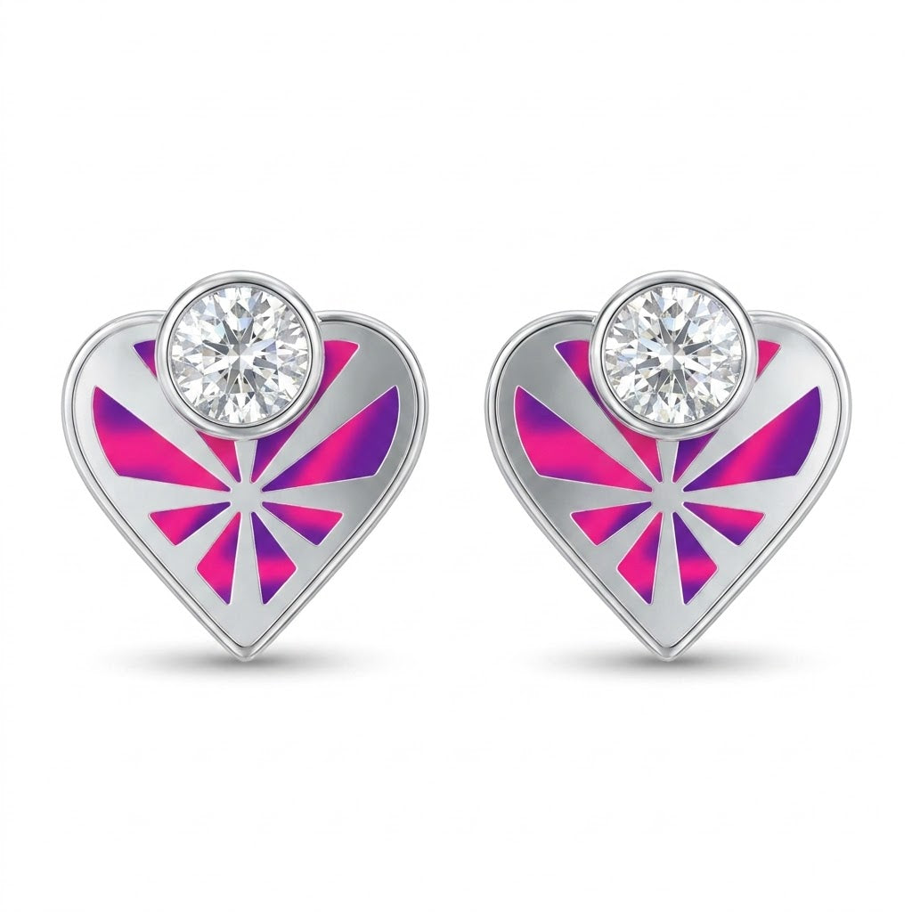 Myra | Geometric Heart Stud Earrings