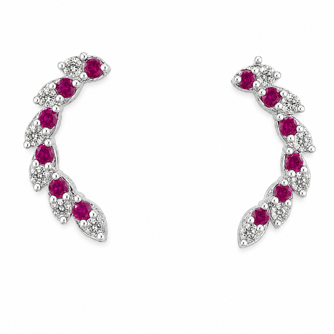 Manika | Curved Vine Stone Earrings