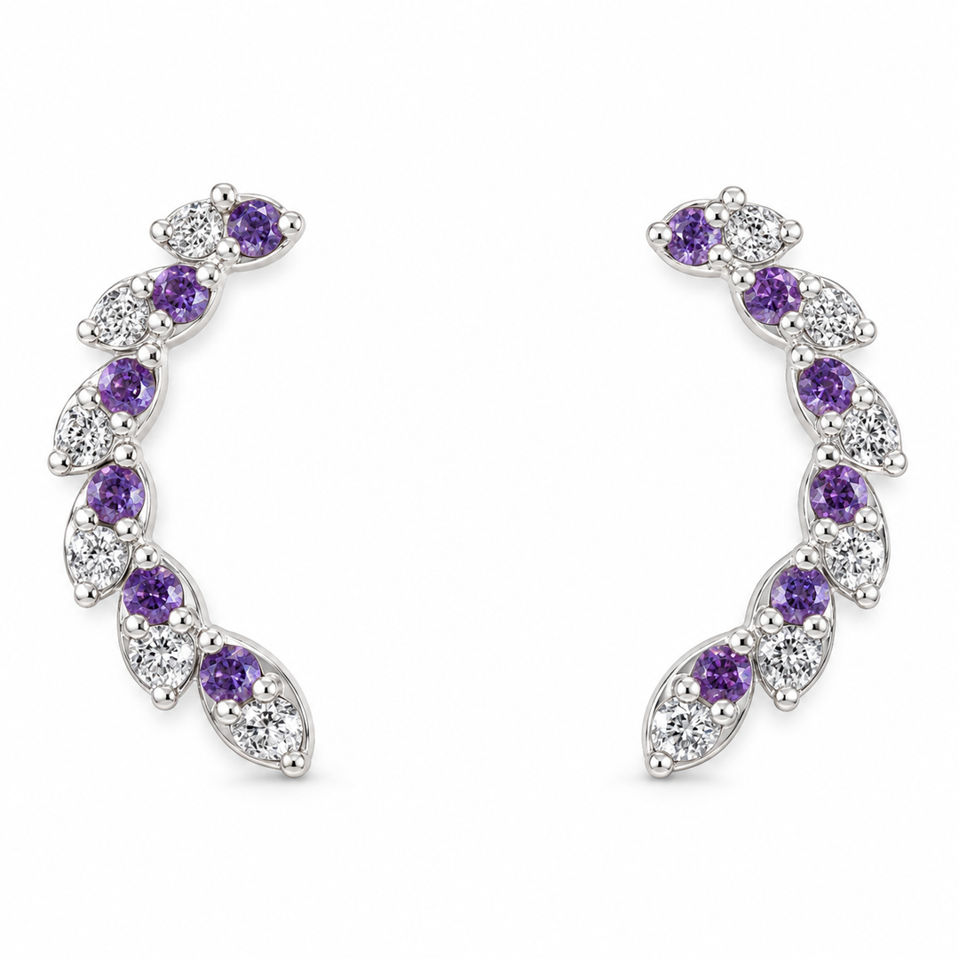 Manika | Curved Vine Stone Earrings