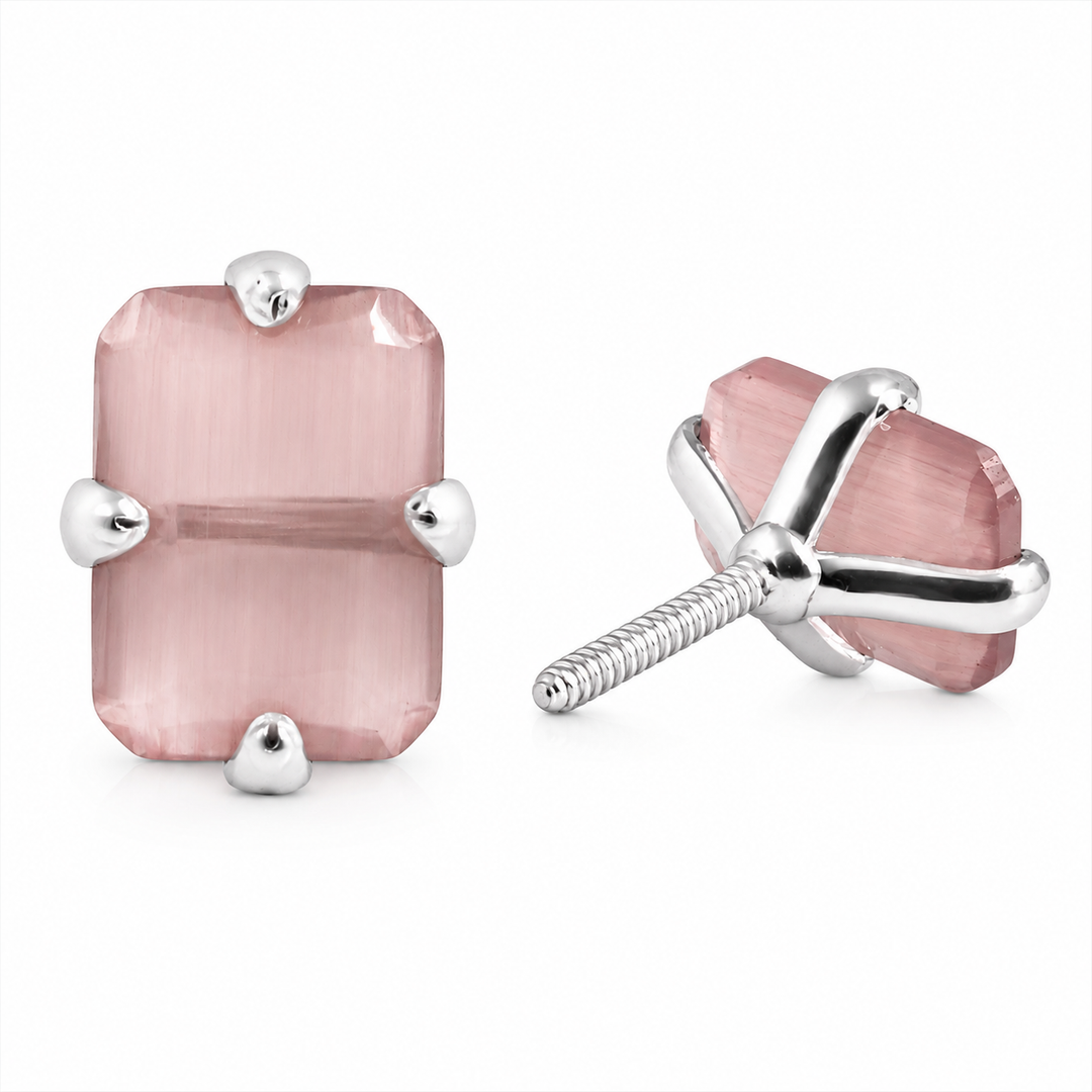 MELORA | RECTANGLE SHAPED SILVER EARRINGS
