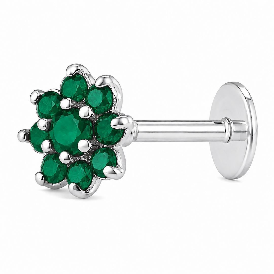 Malini | 9-Stone Flower Shaped Earrings