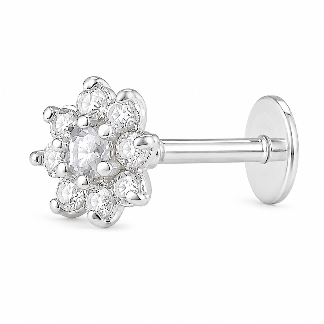 Malini | 9-Stone Flower Shaped Earrings