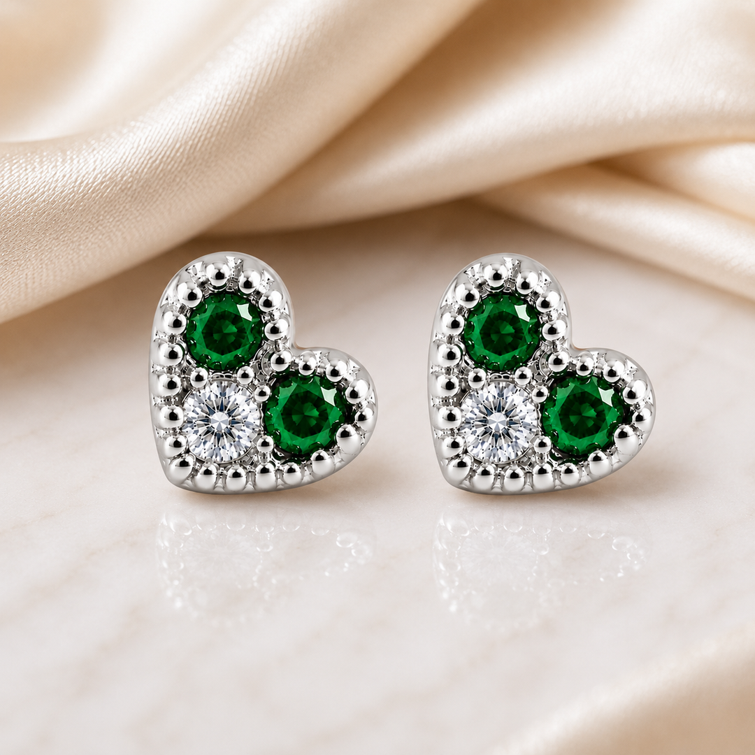 Maia | Heart Stone Earrings